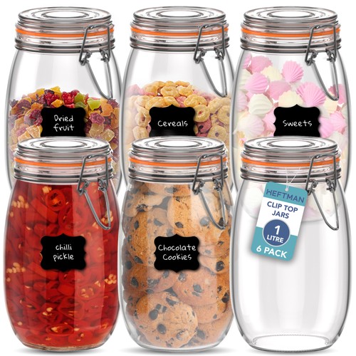Heftman glass jars clip top - jars,