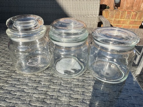 Set off glass lidded jars - glass,