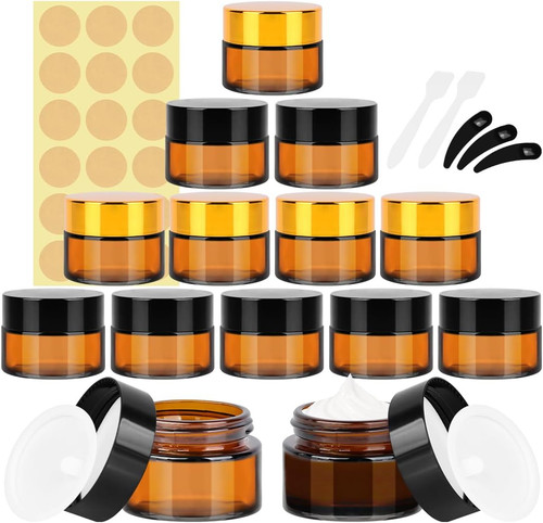 Pack amber glass jars 15ml - glass,