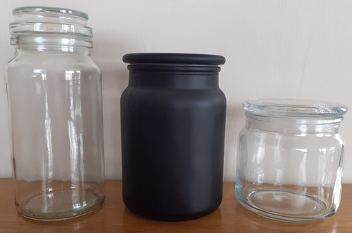 Empty glass jars with - empty,
