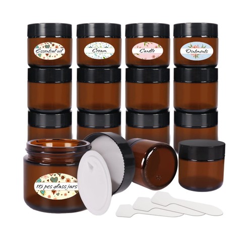 Amber glass jars 15 pack - glass,