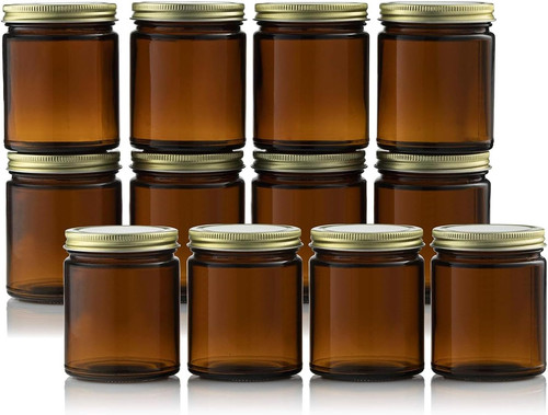 Pack amber glass jars - 8, oz